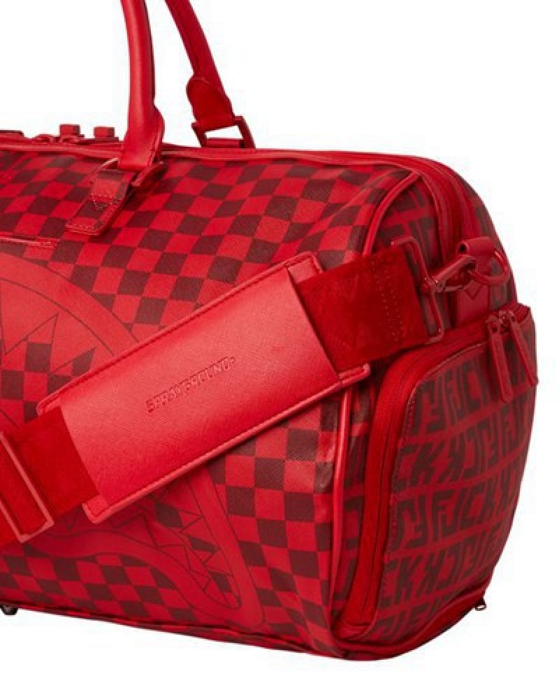 Red Sprayground Veni Vidi Vici Duffle Bags | 73820-KCHQ