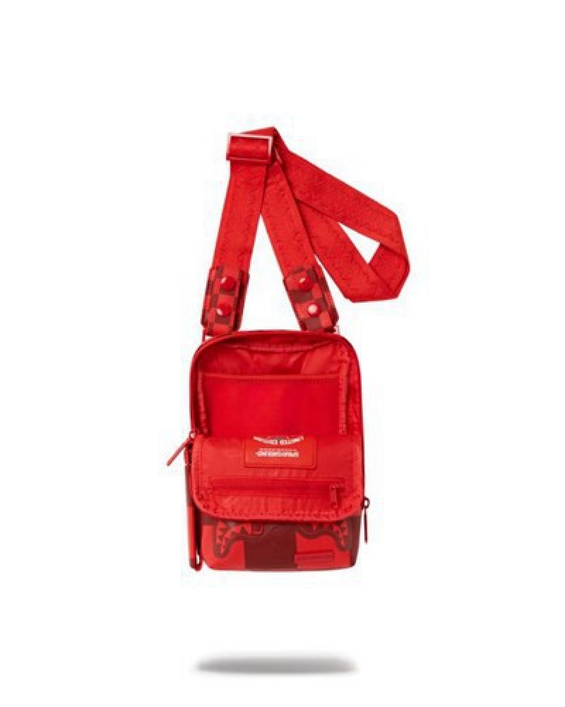 Red Sprayground Xtc Sharks In Wonderland Crossbody Bags | 75906-OIKJ