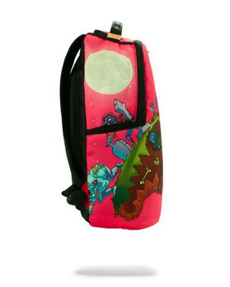 Red Sprayground Zombie Shark Apocalypse Backpacks | 93485-FEUW