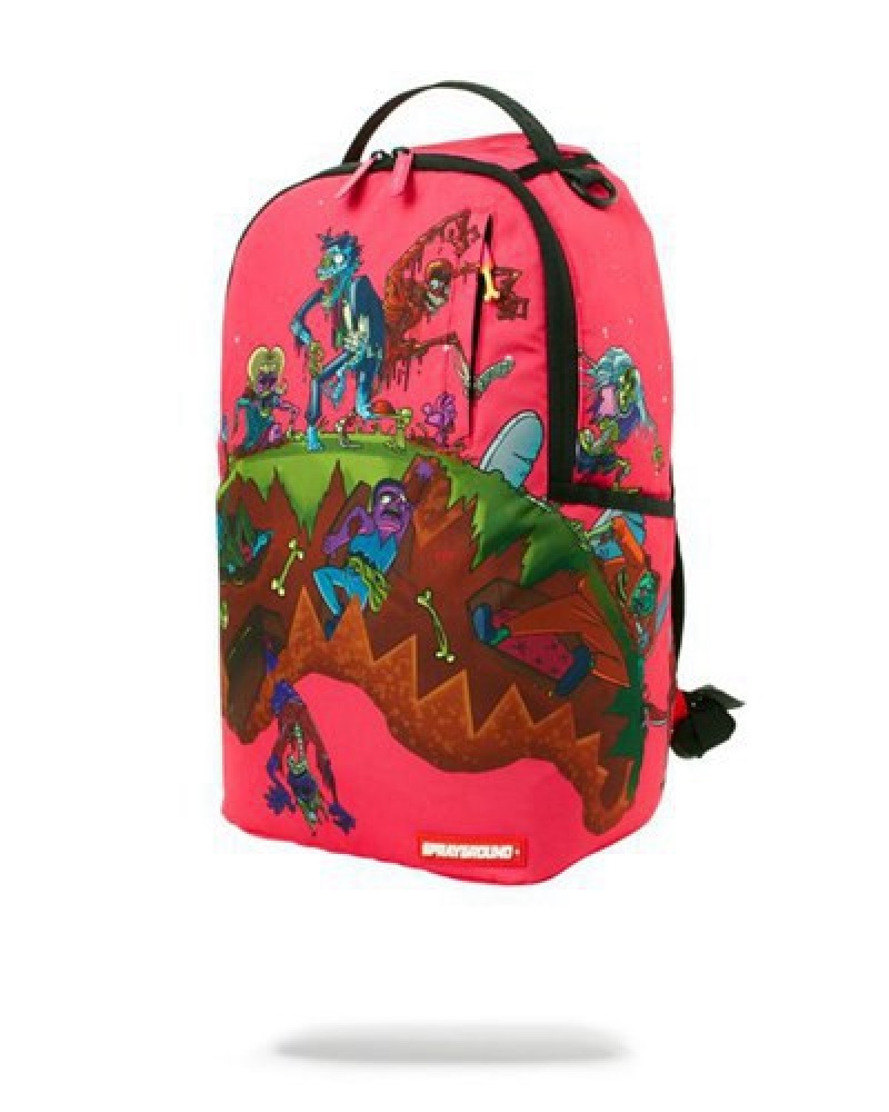 Red Sprayground Zombie Shark Apocalypse Backpacks | 93485-FEUW