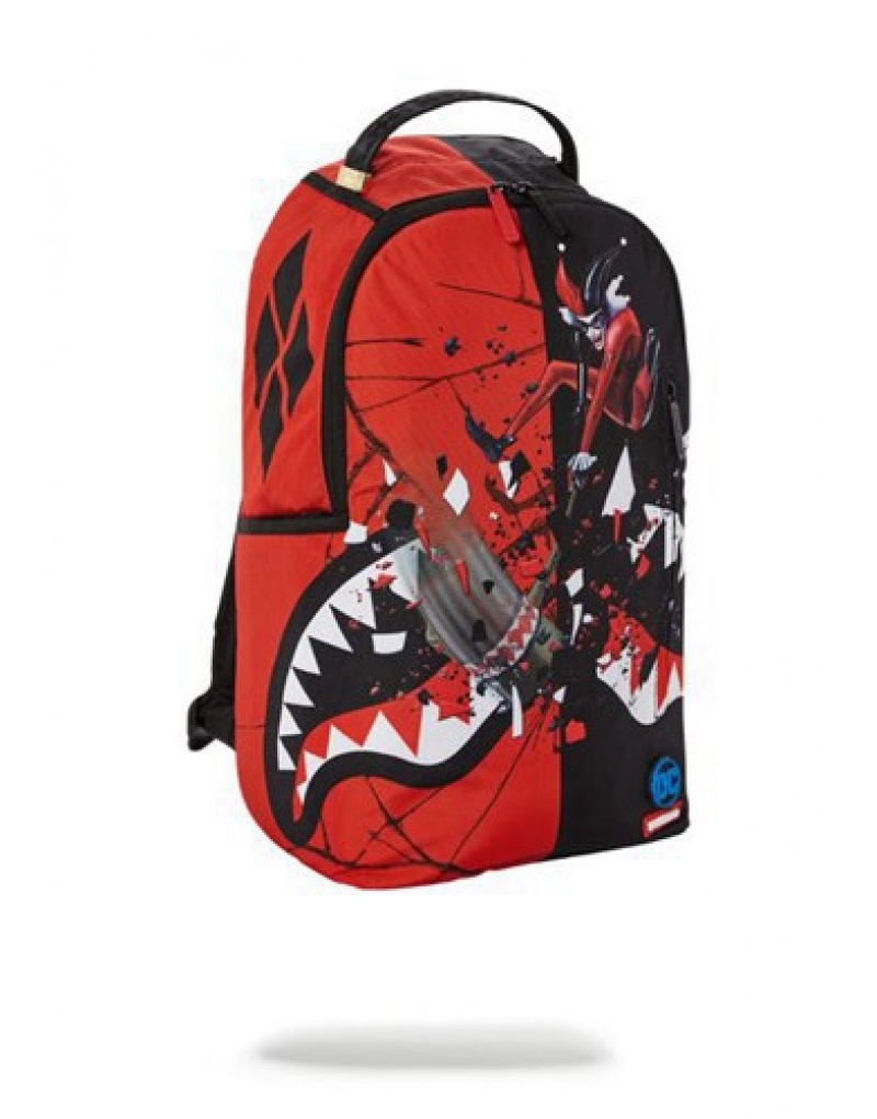 Red / Black Sprayground Harley Quinn: Smash Backpacks | 04896-QDEJ