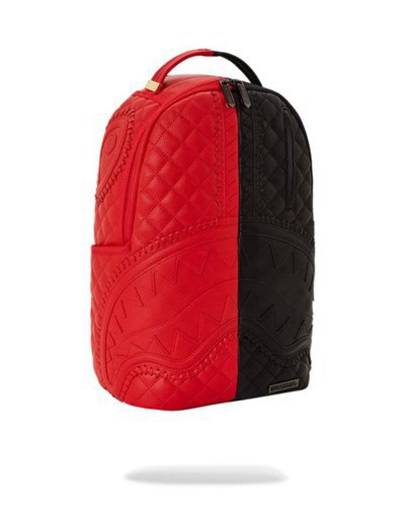 Red / Black Sprayground Riviera Split (Dlxv) Backpacks | 98206-NZHX