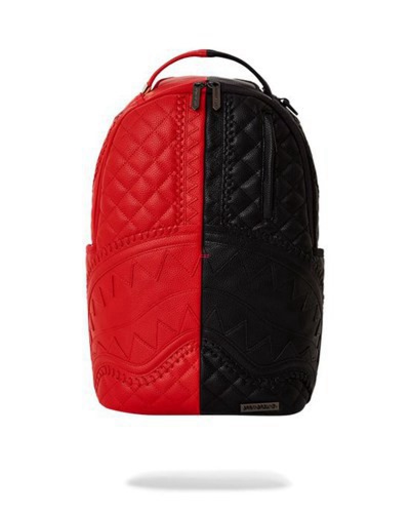 Red / Black Sprayground Riviera Split (Dlxv) Backpacks | 98206-NZHX