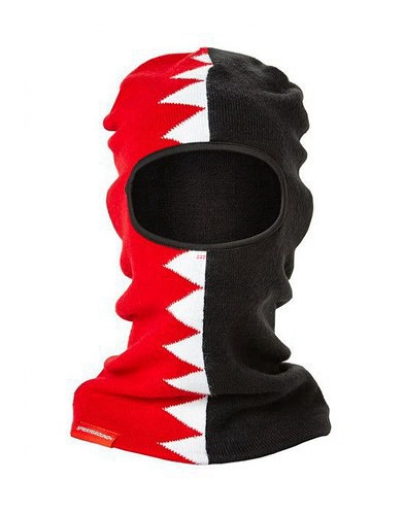 Red / Black Sprayground Split Shark Ski Masks | 98467-UANE