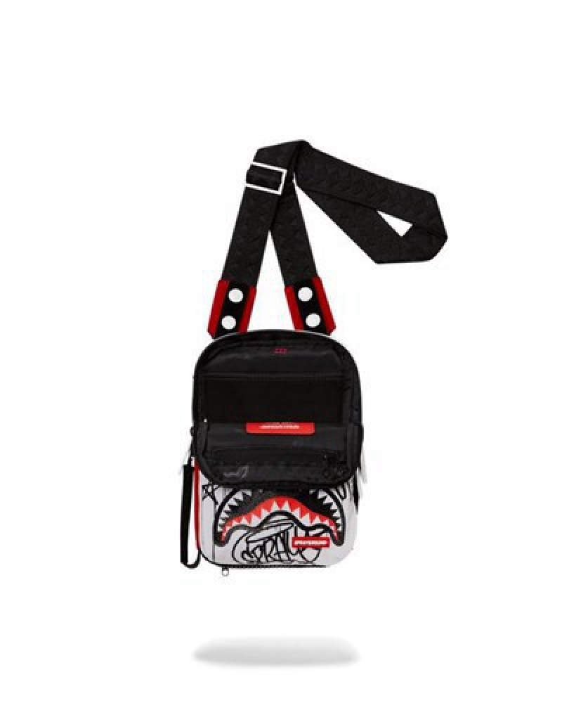 Red / White Sprayground Diamond District Messenger Crossbody Bags | 36578-JMRY