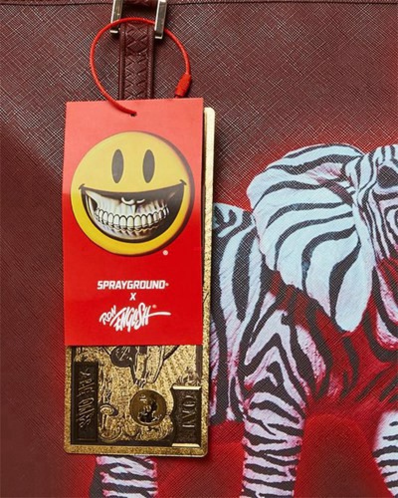 Red / White Sprayground Zebra Elephant Ron English Collab Tote Bags | 18904-BMHK