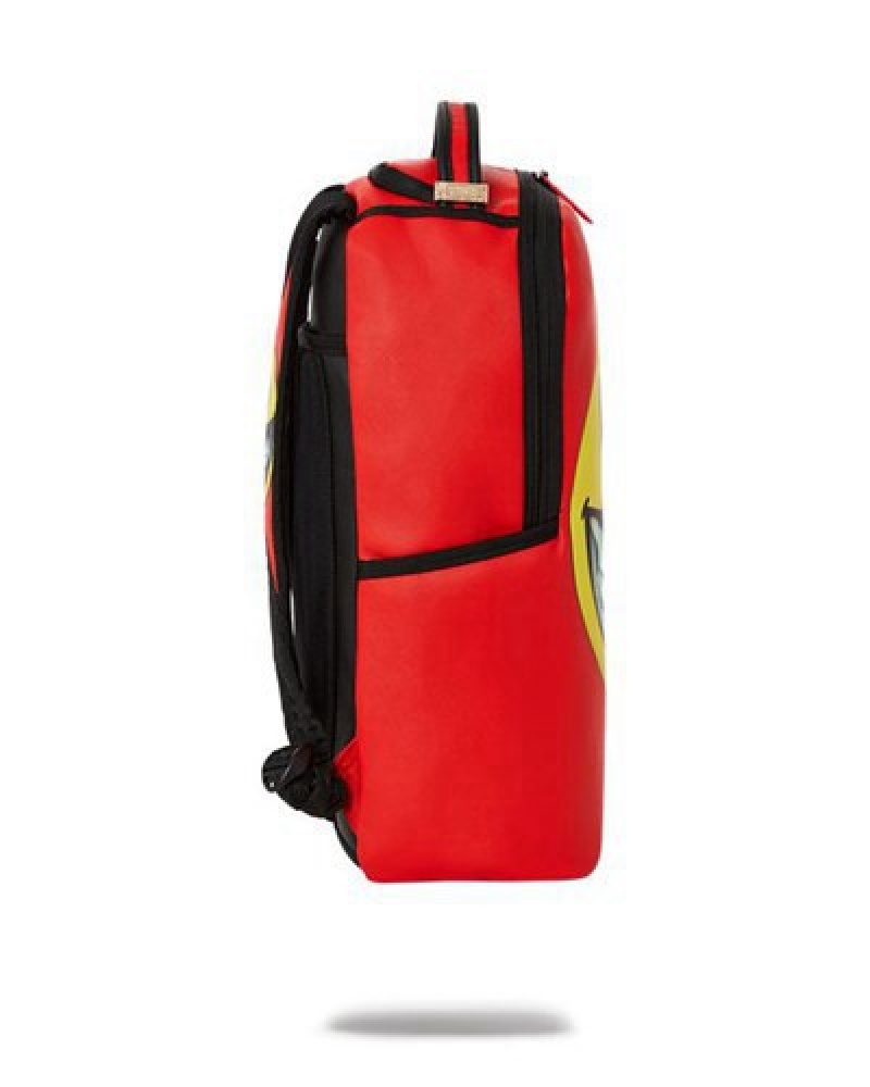 Red / Yellow Sprayground Smile Big Grin Ron English Collab Backpacks | 40765-LEDG