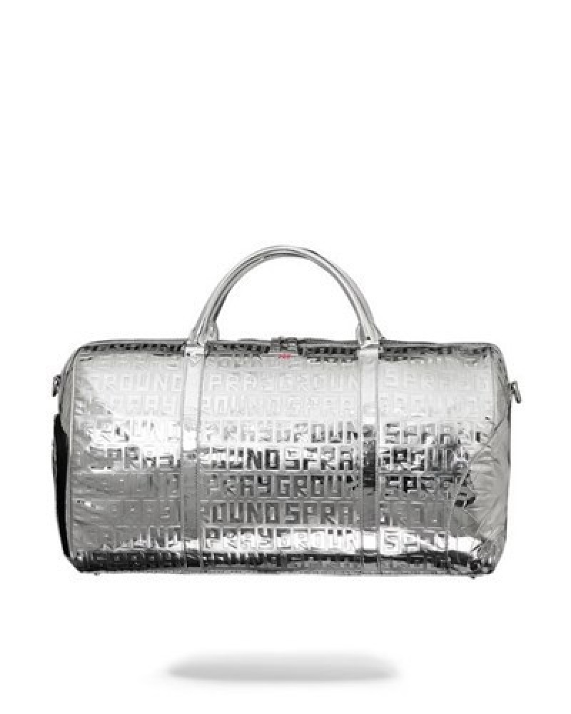 Silver Sprayground Future Titan (Metallic) Duffle Bags | 61035-DEQL