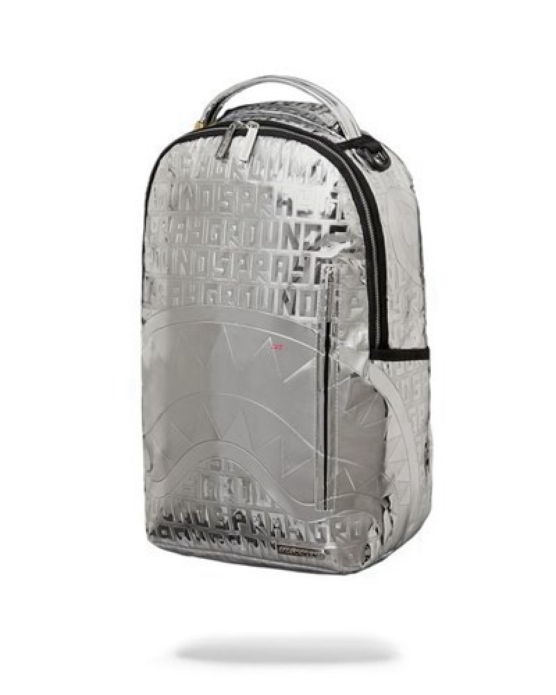 Silver Sprayground Future Titan (Metallic) (Dlxv) Backpacks | 94576-UTPQ