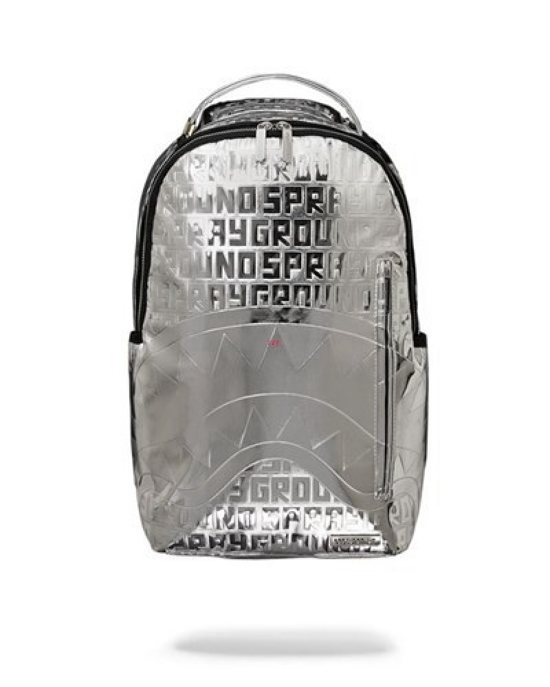 Silver Sprayground Future Titan (Metallic) (Dlxv) Backpacks | 94576-UTPQ