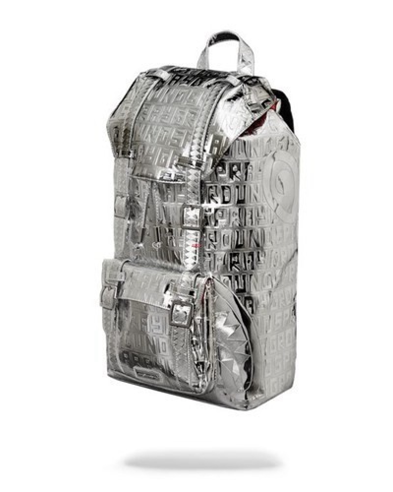 Silver Sprayground Future Titan (Metallic) Hills Backpacks | 56309-KELJ