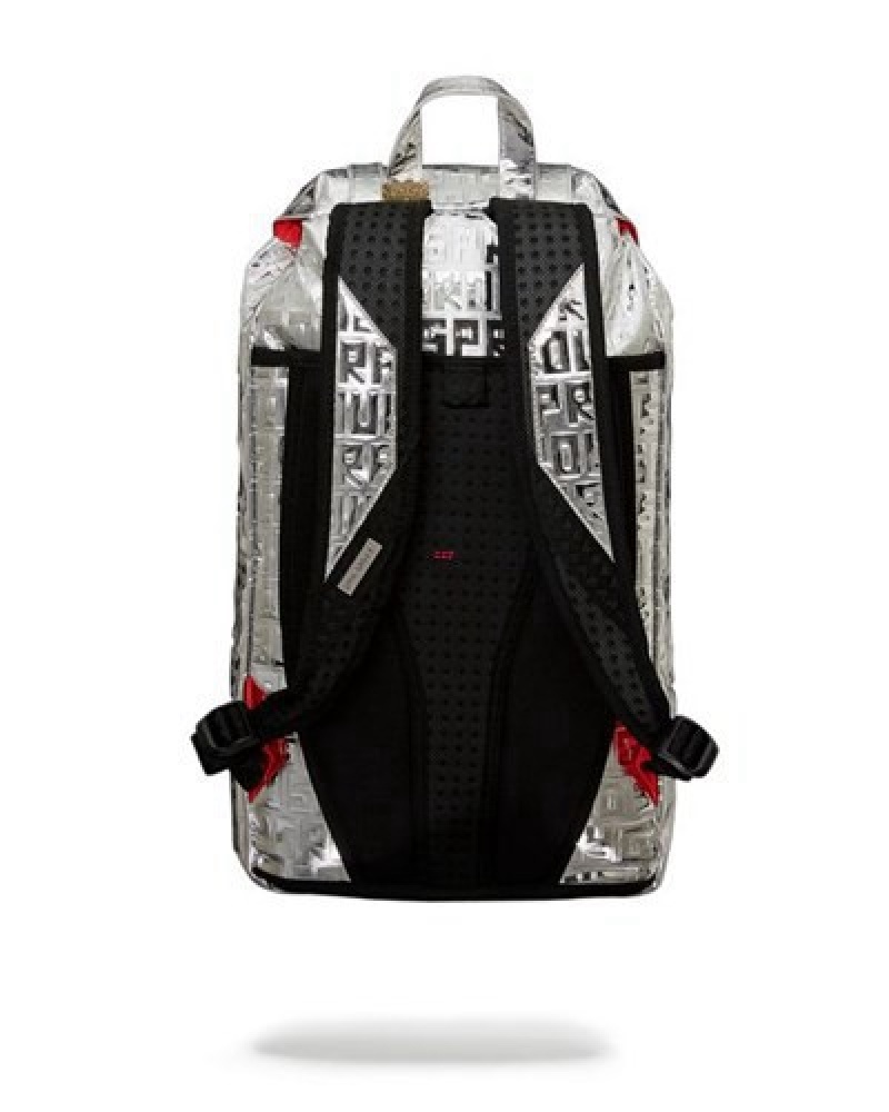 Silver Sprayground Future Titan (Metallic) Hills Backpacks | 56309-KELJ