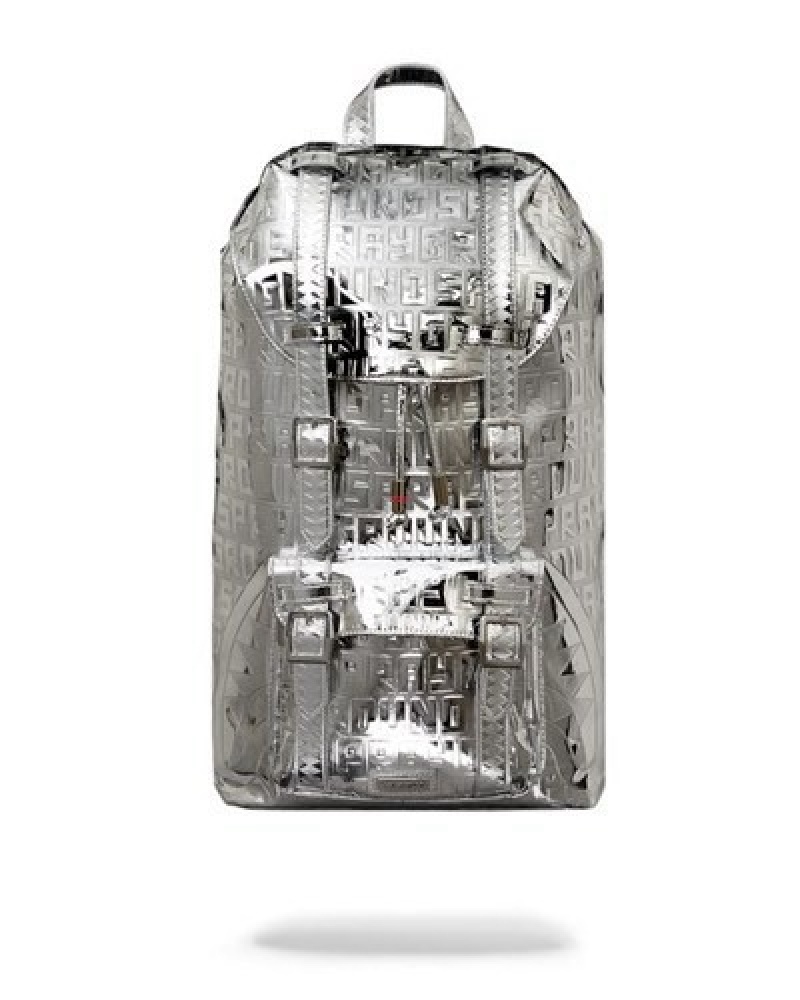 Silver Sprayground Future Titan (Metallic) Hills Backpacks | 56309-KELJ