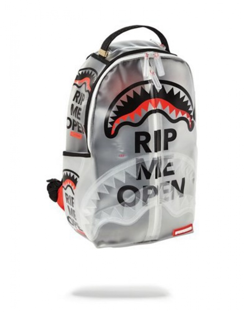 Silver Sprayground Rip Me Open Backpacks | 86950-ZOJR