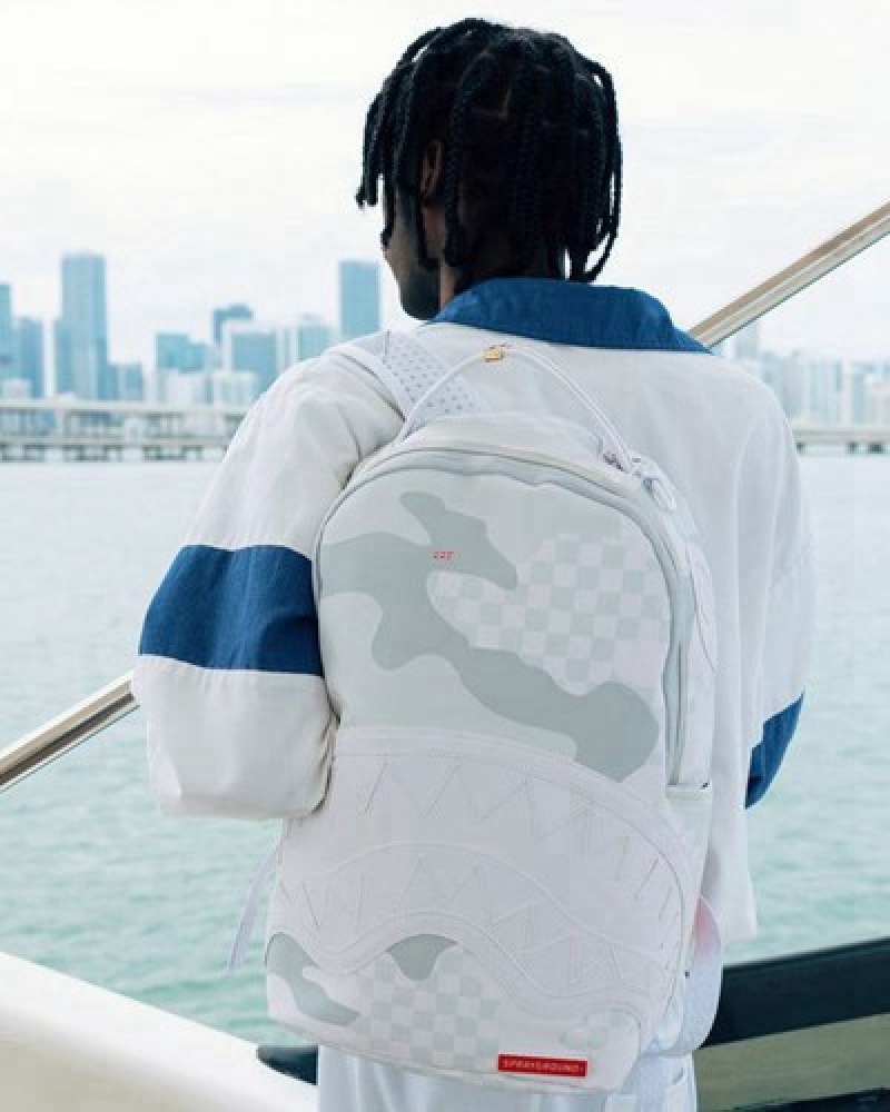 White Sprayground 3am Le Blanc (Dlxv) Backpacks | 03695-SWTN