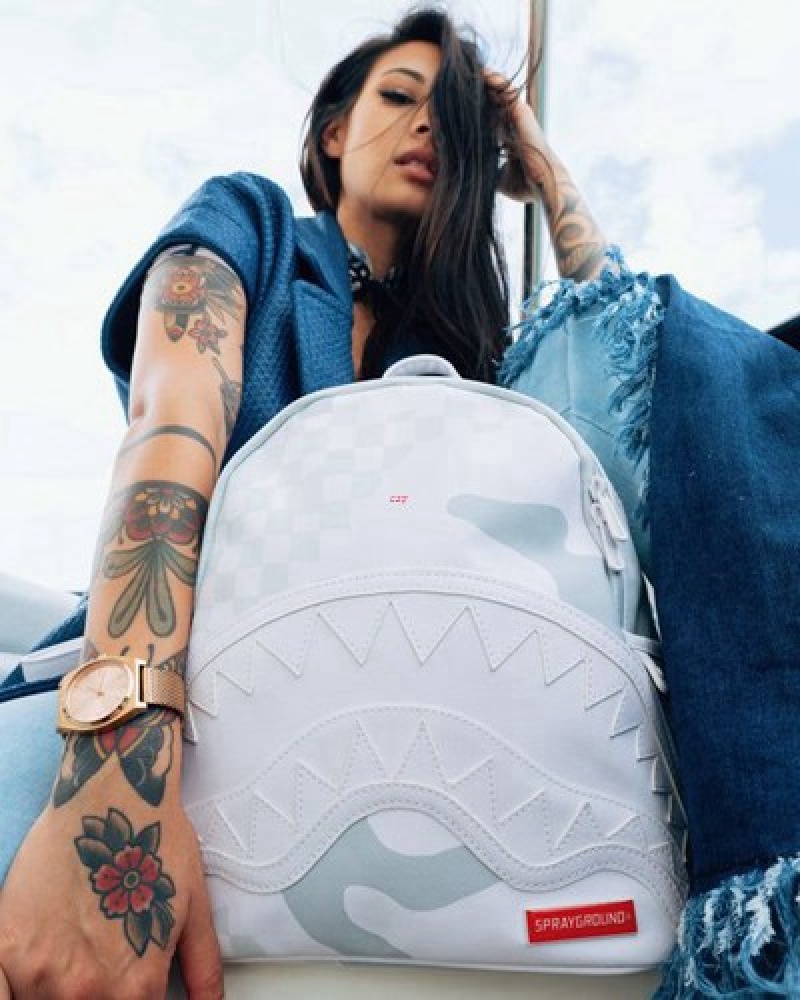 White Sprayground 3am Le Blanc Savage Backpacks | 41289-CRKD