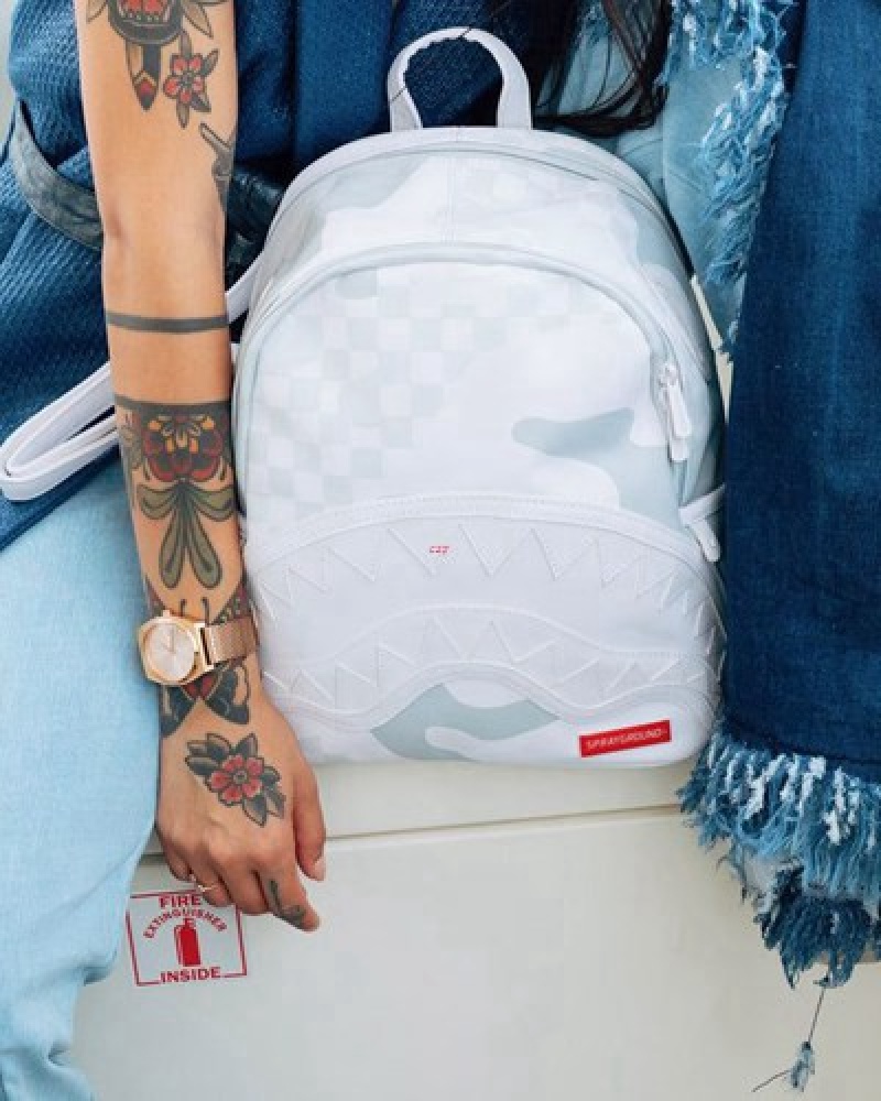 White Sprayground 3am Le Blanc Savage Backpacks | 41289-CRKD