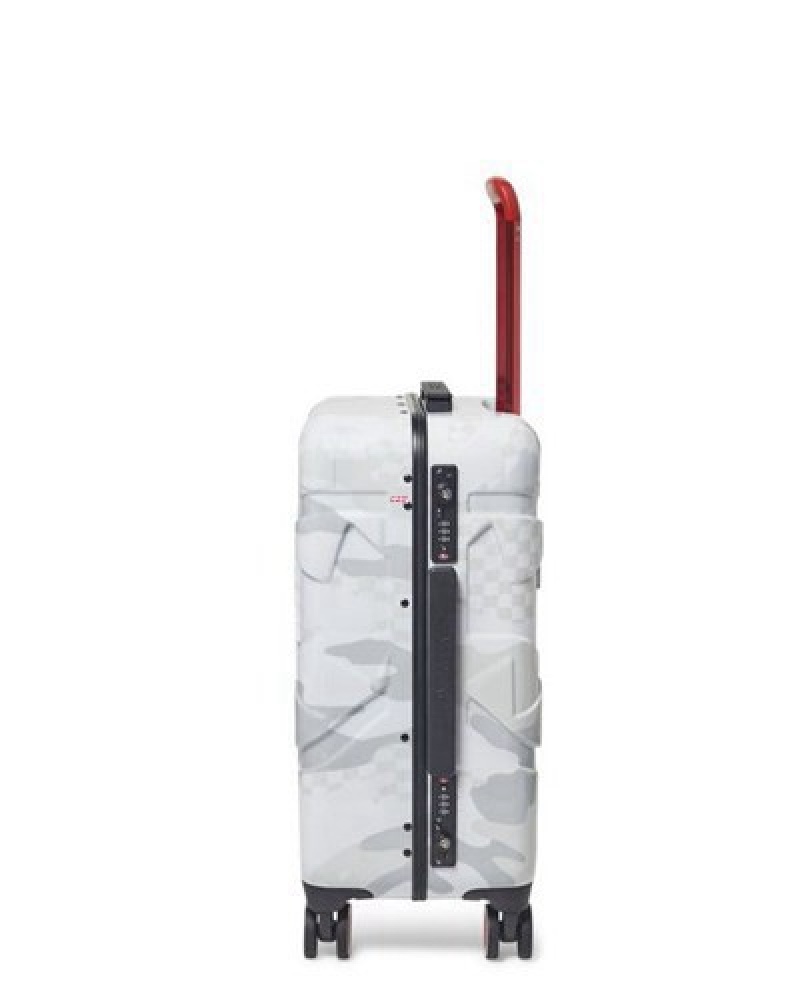 White Sprayground 3am Le Blanc Sharknautics Hardshell Carry-on Luggage | 41286-LGDM