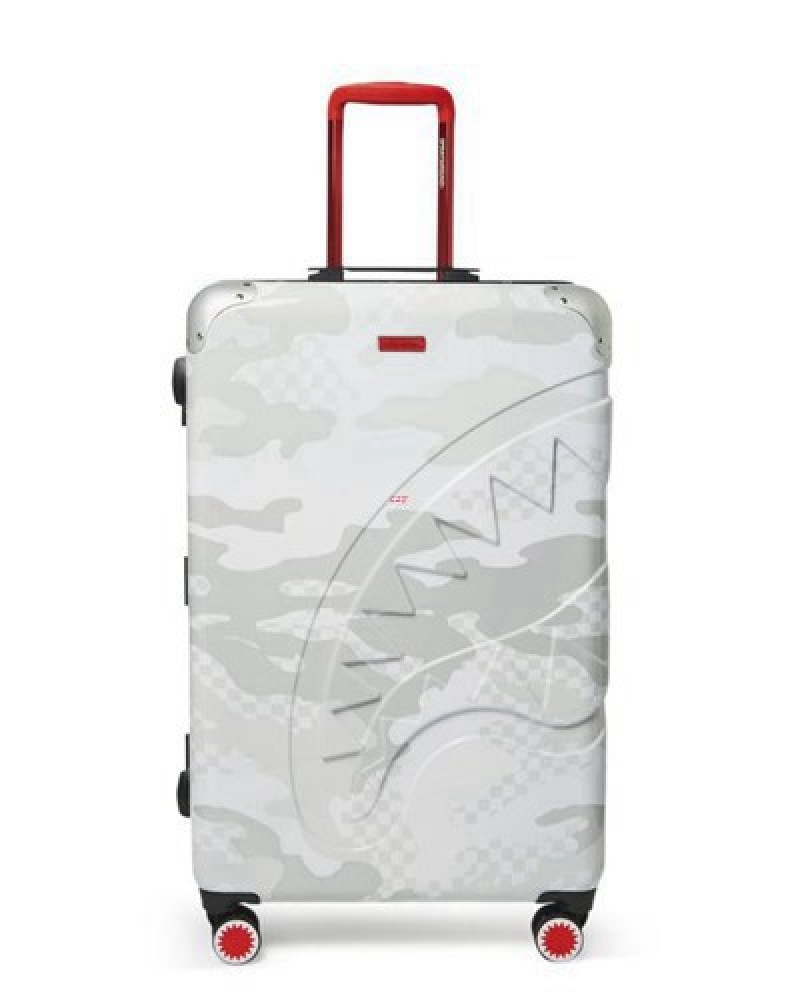 White Sprayground 3am Le Blanc Sharknautics Hardshell Full-size Luggage | 26943-ZUYP