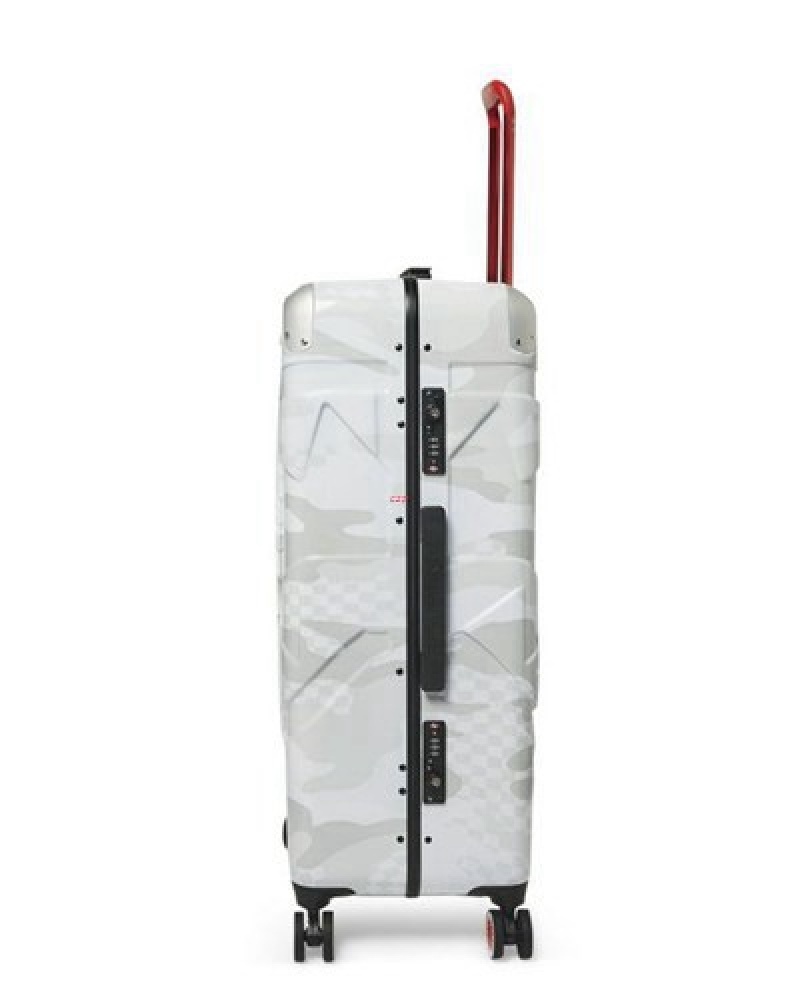 White Sprayground 3am Le Blanc Sharknautics Hardshell Full-size Luggage | 26943-ZUYP