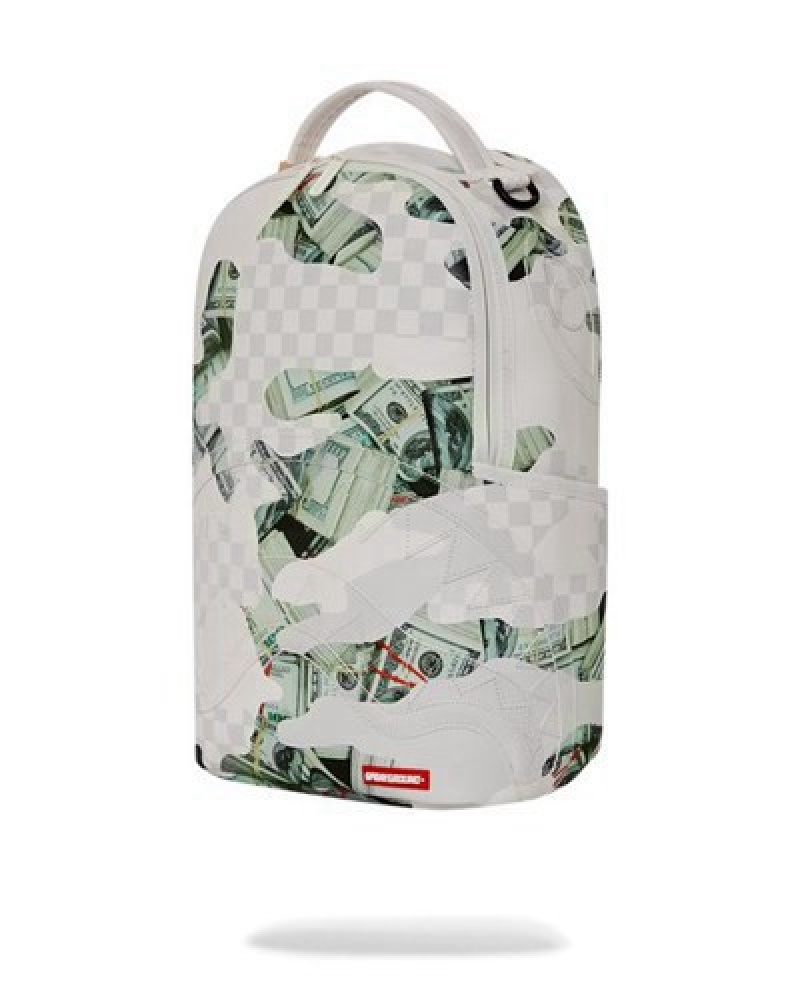 White Sprayground 3am Money At Random (Dlxv) Backpacks | 62075-IVYJ