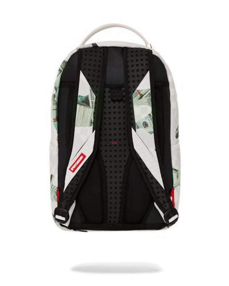 White Sprayground 3am Money At Random (Dlxv) Backpacks | 62075-IVYJ