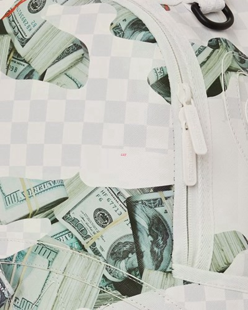 White Sprayground 3am Money At Random (Dlxv) Backpacks | 62075-IVYJ