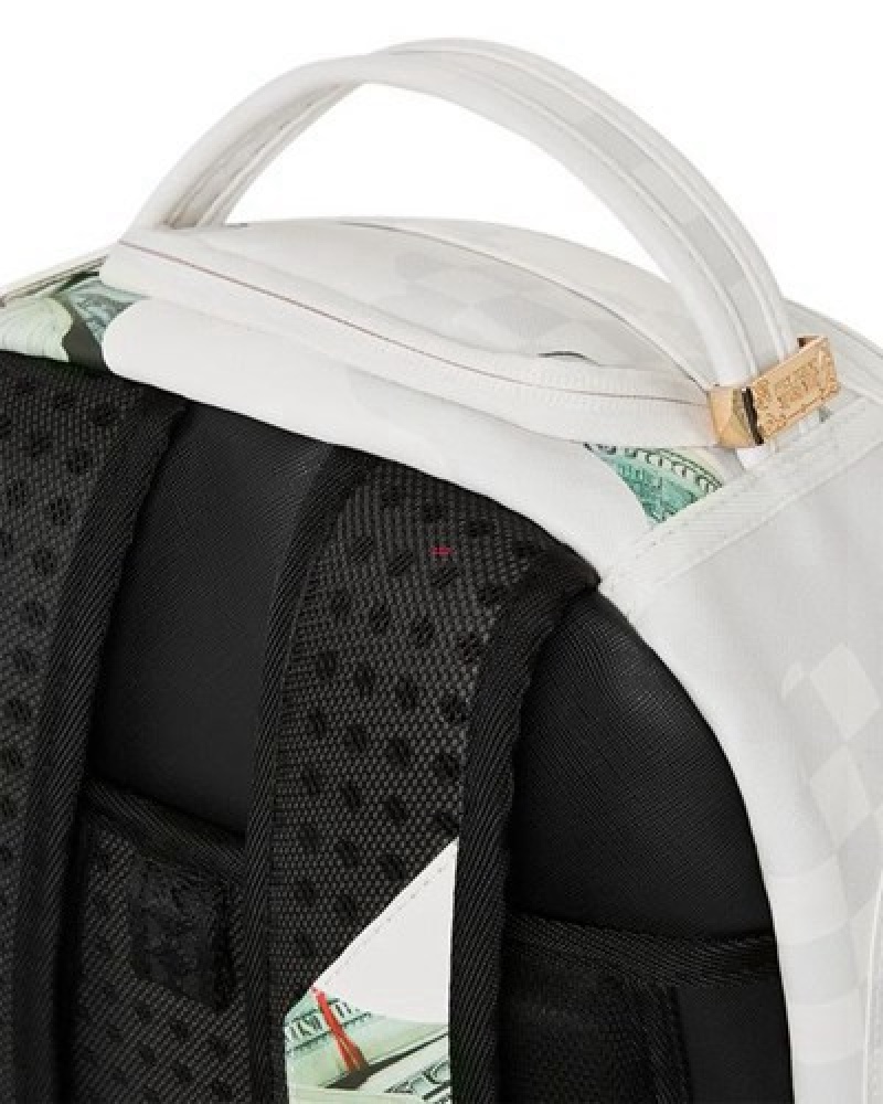 White Sprayground 3am Money At Random (Dlxv) Backpacks | 62075-IVYJ