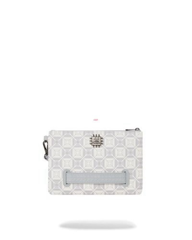 White Sprayground A.I.8 African Intelligence Booked & Busy Crossover Clutch Bag | 26109-UGBV