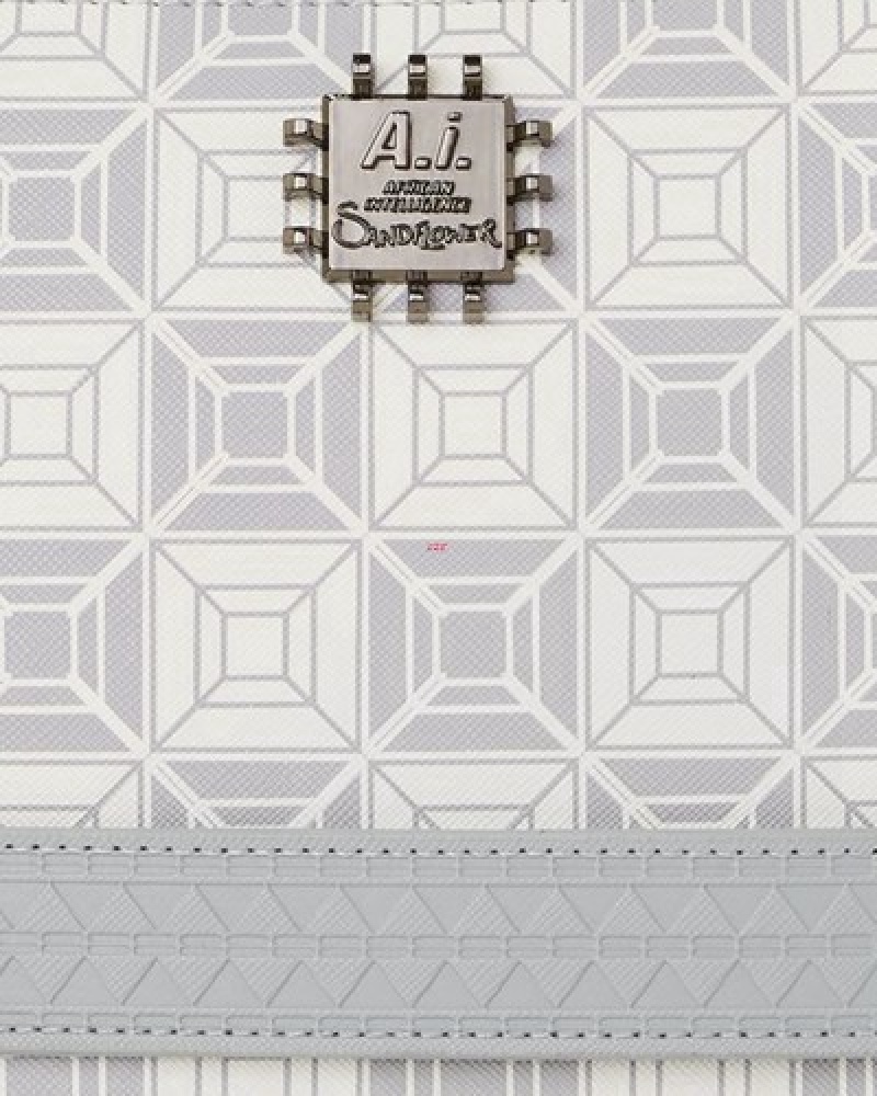 White Sprayground A.I.8 African Intelligence Booked & Busy Crossover Clutch Bag | 26109-UGBV