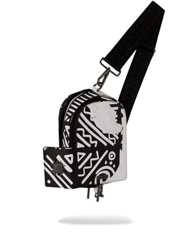 White Sprayground A.I.8 African Intelligence - Origin Story Crossbody Bags | 15764-BYMP