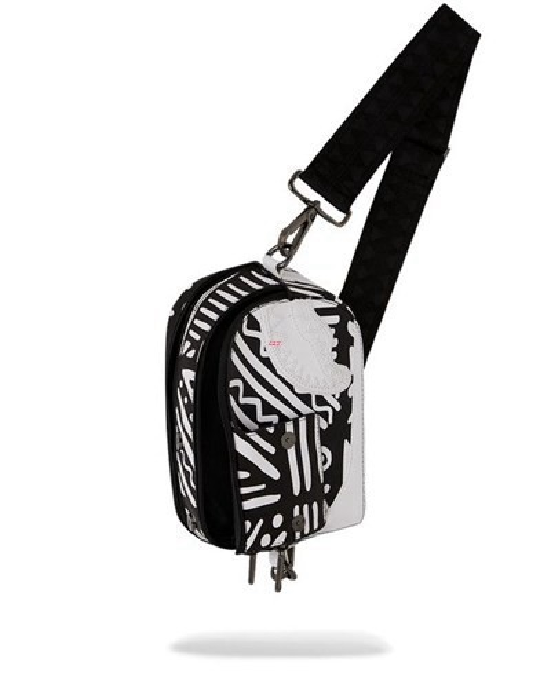 White Sprayground A.I.8 African Intelligence - Origin Story Crossbody Bags | 15764-BYMP