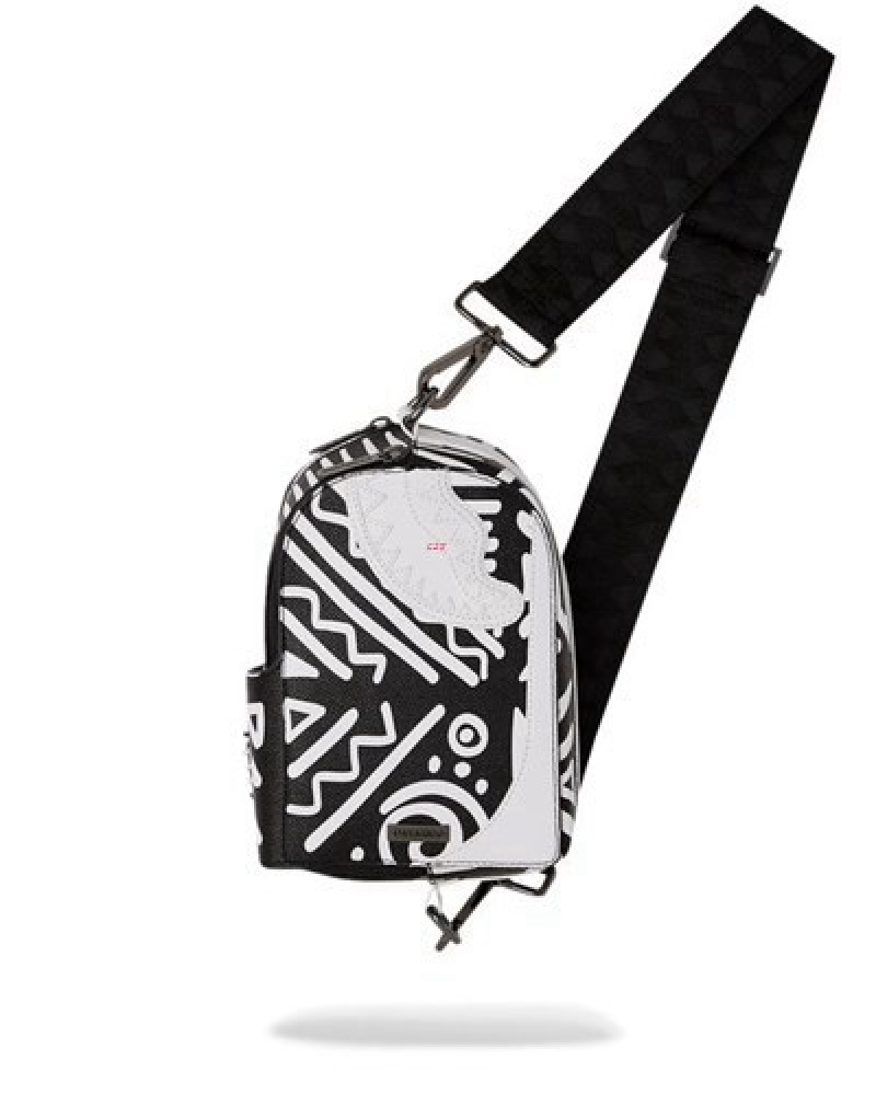 White Sprayground A.I.8 African Intelligence - Origin Story Crossbody Bags | 15764-BYMP