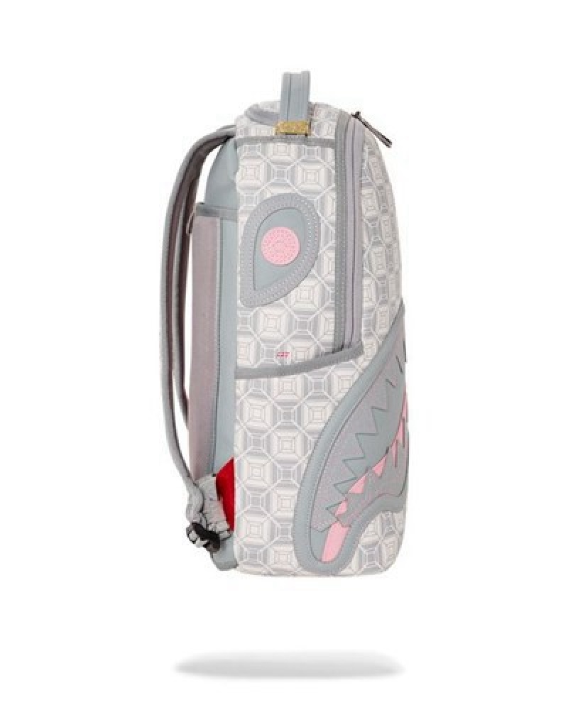 White Sprayground A.I.8 African Intelligence Booked & Busy Backpacks | 45091-CQYX