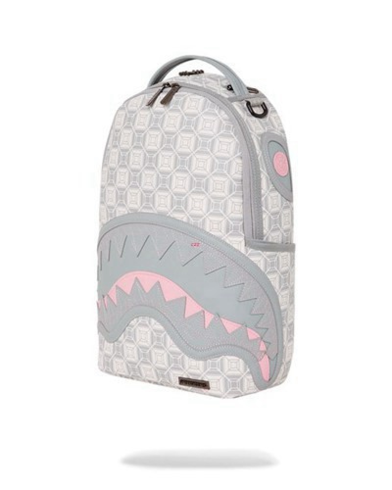 White Sprayground A.I.8 African Intelligence Booked & Busy Backpacks | 45091-CQYX