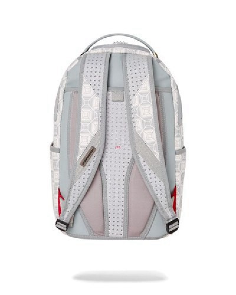 White Sprayground A.I.8 African Intelligence Booked & Busy Backpacks | 45091-CQYX