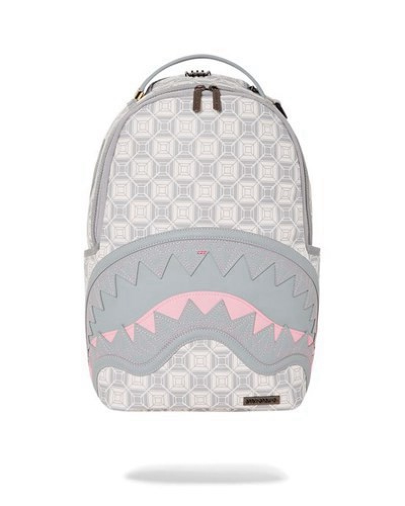 White Sprayground A.I.8 African Intelligence Booked & Busy Backpacks | 45091-CQYX