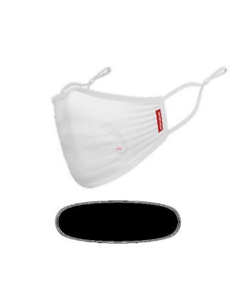 White Sprayground Adult On Shark Form-fitting Face Masks | 47902-OPWH