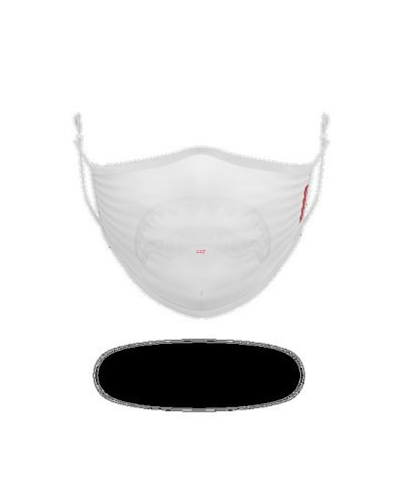 White Sprayground Adult On Shark Form-fitting Face Masks | 47902-OPWH