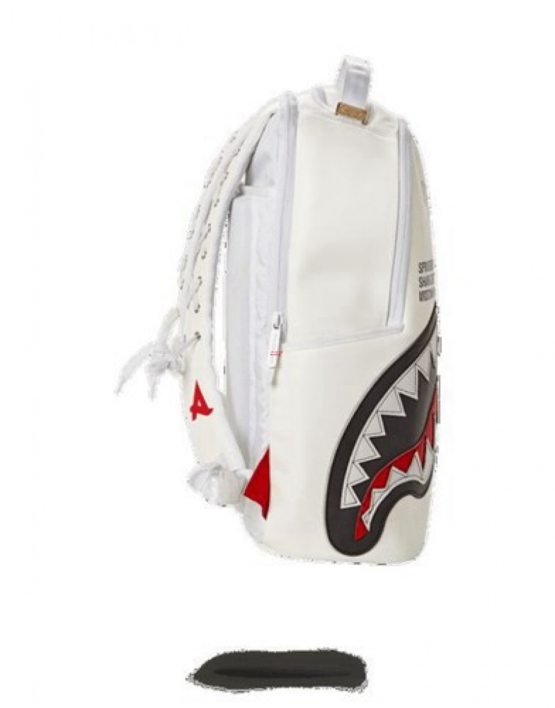 White Sprayground Afroshark (Afrojack Collab) Backpacks | 27136-QBKH