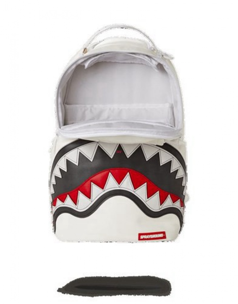 White Sprayground Afroshark (Afrojack Collab) Backpacks | 27136-QBKH