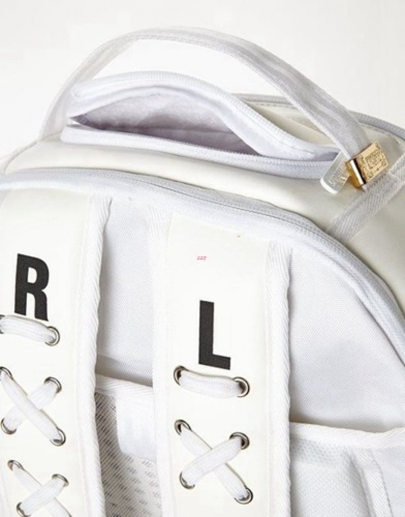 White Sprayground Afroshark (Afrojack Collab) Backpacks | 27136-QBKH