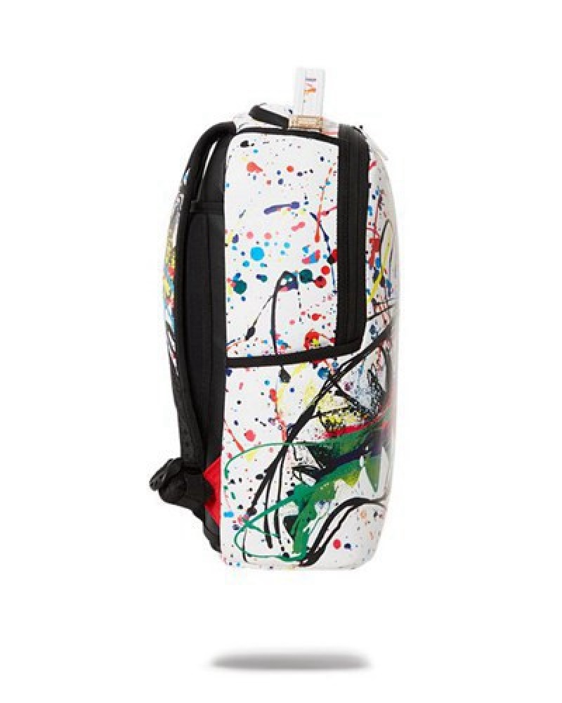 White Sprayground After Dark Spark (Dlxv) Backpacks | 98015-XPNH