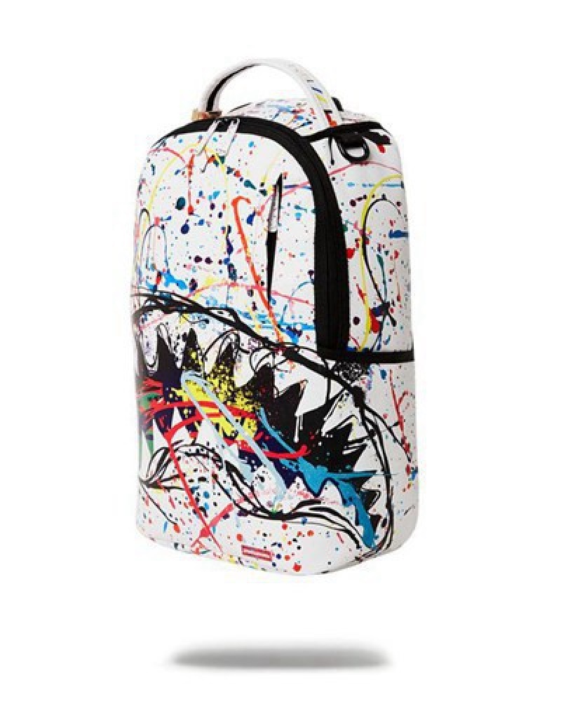 White Sprayground After Dark Spark (Dlxv) Backpacks | 98015-XPNH