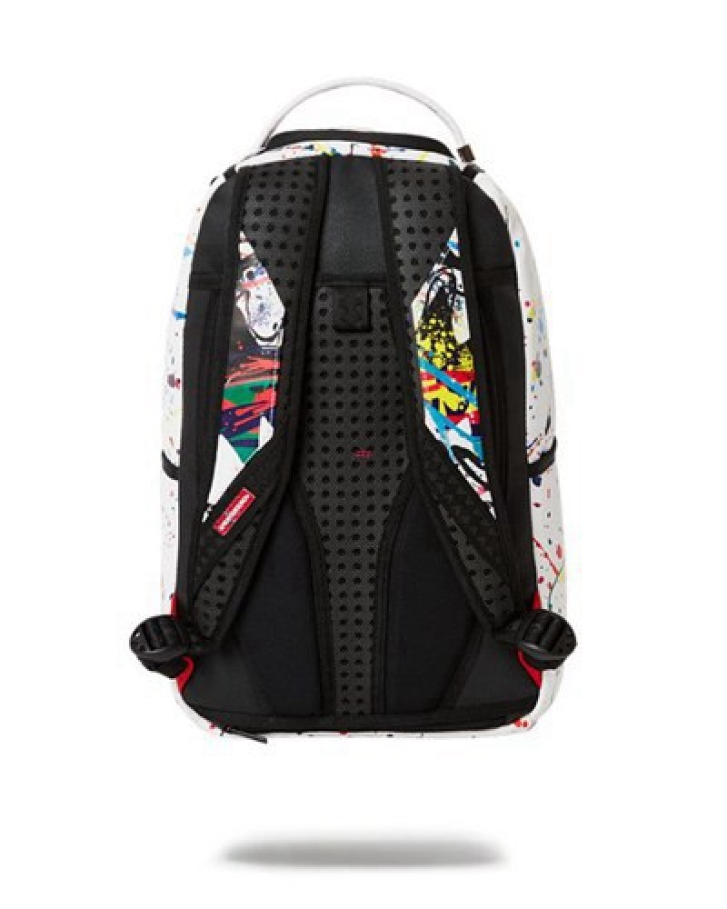 White Sprayground After Dark Spark (Dlxv) Backpacks | 98015-XPNH