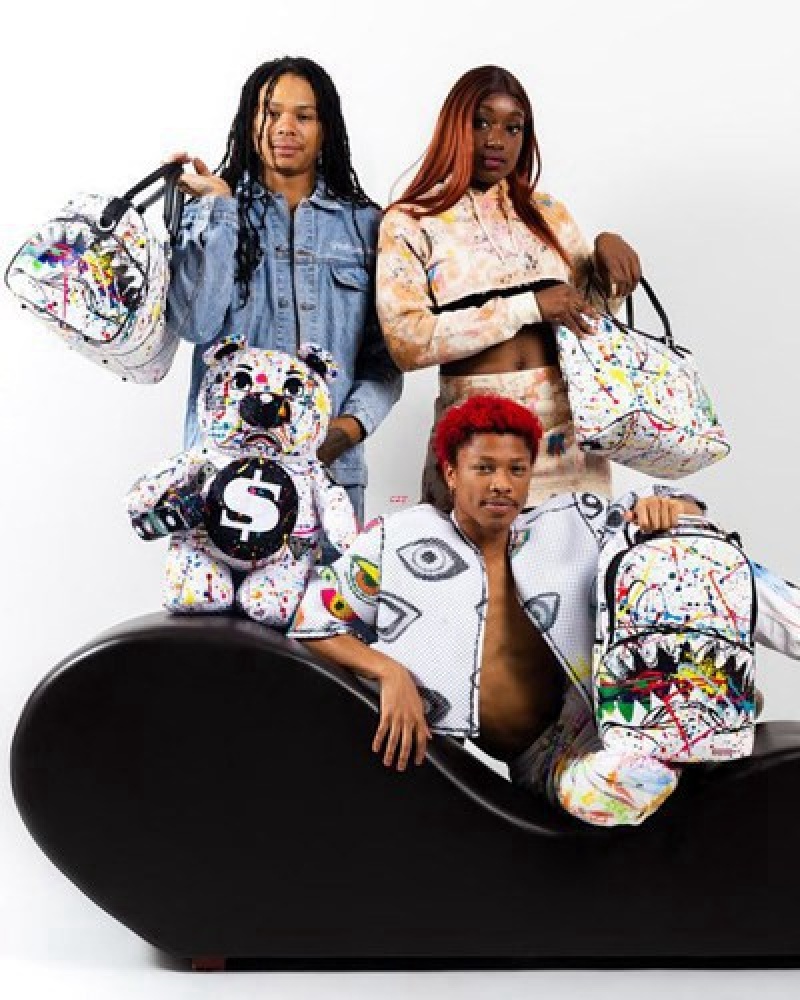 White Sprayground After Dark Spark (Dlxv) Backpacks | 98015-XPNH