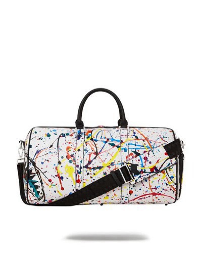 White Sprayground After Dark Spark Duffle Bags | 67408-YTUM