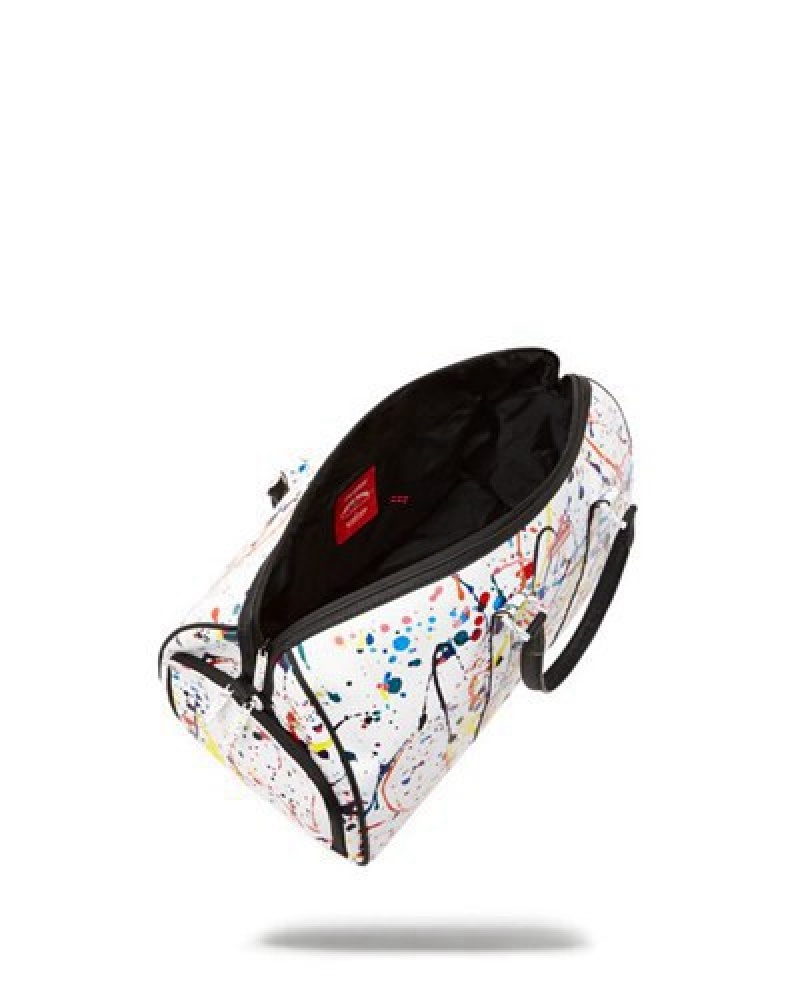 White Sprayground After Dark Spark Duffle Bags | 67408-YTUM