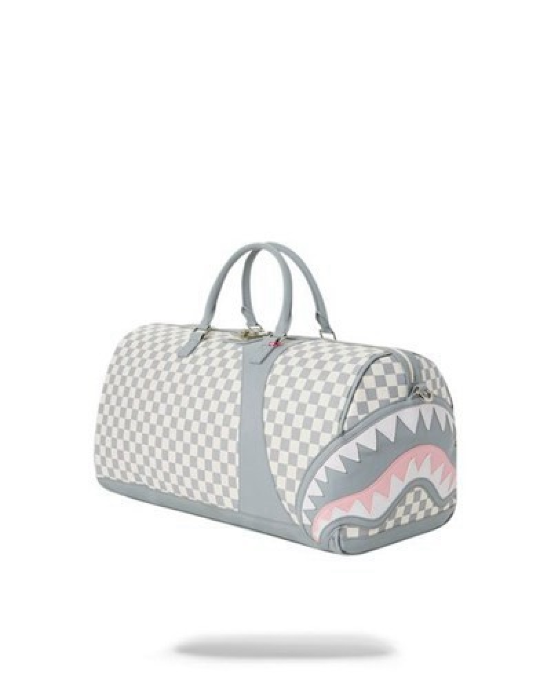 White Sprayground Air To The Throne Jetset Duffle Bags | 32150-CUVT