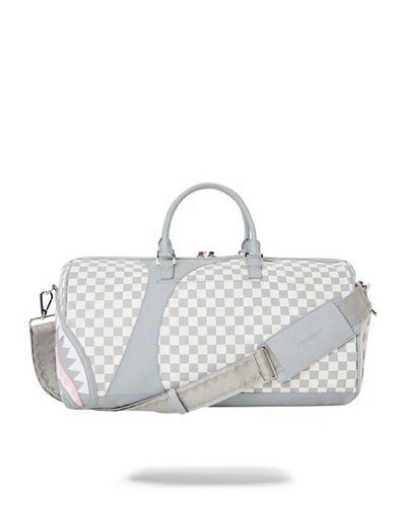 White Sprayground Air To The Throne Jetset Duffle Bags | 32150-CUVT